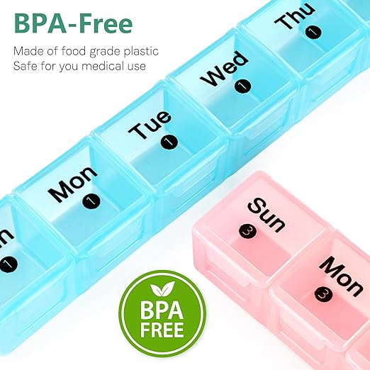 Monthly Pill Organizer 28 Day, 4 Weeks Pill Box 7 Day, XL Weekly Medicine Organizer for Vitamins, Fish Oil, Supplements (Multicolor)