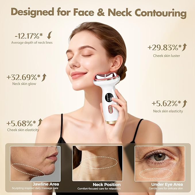 7-in-1 Cold Heated Facial Massager, Red Light Therapy for Face, Portable Microcurrent Facial Device, Cold Face Depuffer to Shaping and Reduce Swelling,Can Tightening Lifting Electric Gua Sha