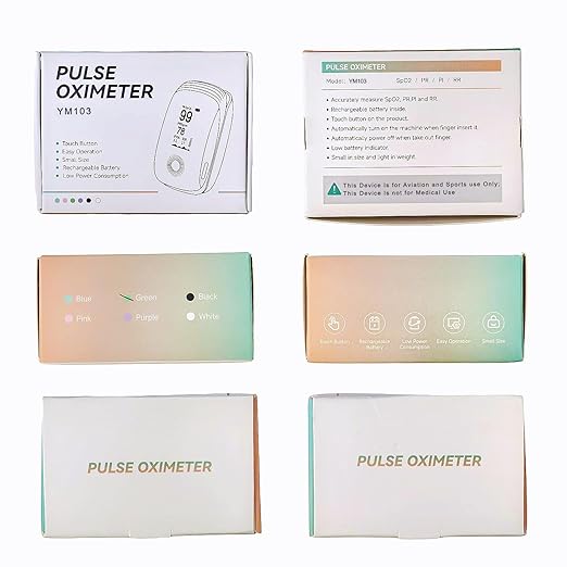 Finger Pulse Oximeter, Fingertip Blood Oxygen Saturation with Rechargeable Pulse Monitor, Accurate Spo2 Reading and Respiration Rate Monitoring for Home, Outdoor Sports
