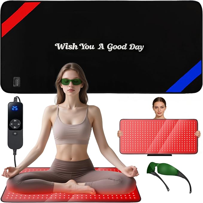 33"x17" Red Light Therapy Mat for Body – 480 LEDs Infrared Light Pad (660nm & 850nm Dual Wavelengths) for Pain Relief on Back, Waist, Knees & Joints –Red Light Therapy Panel, Ideal Gift for Women& Men