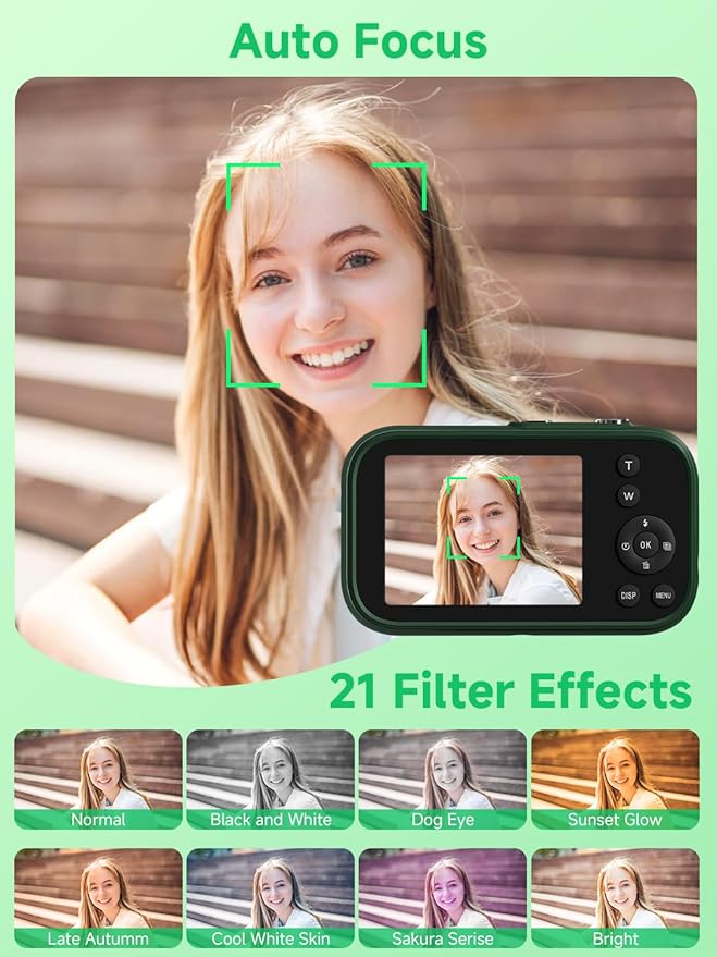 Digital Camera,4K 48MP Portable Camera with Anti Shake, 16X Zoom, Digital Camera for Teens with Beauty, 32GB Card, 21 Filters, Best for Kid Children Teen Student Girl Boy