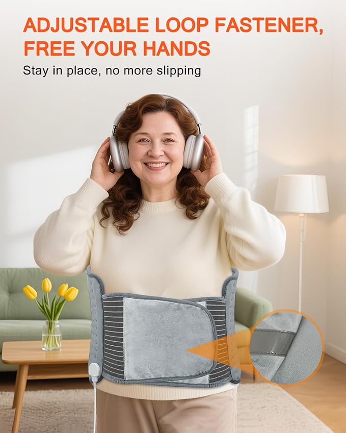 Heating Pad for Back Pain Relief, Extra-Large 12"x24"+26" Extendable Electric Heating Pad for Period Cramps with Belt, Auto Shut Off, Machine Washable, Portable Moist Heating Pad for Women & Men