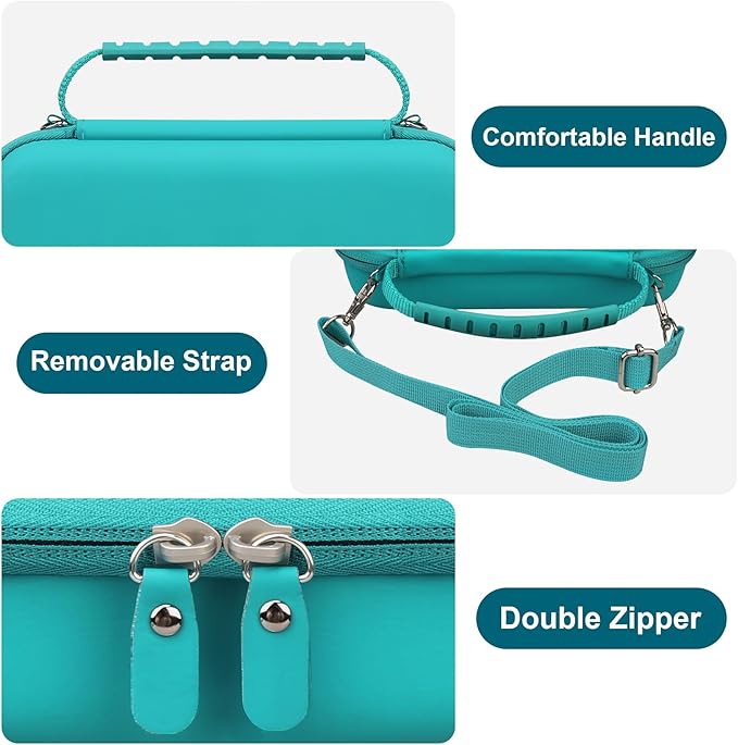 Canboc Carrying Case for Asthma Inhaler, Handheld Spacer for Adults, Mask, Inhaler Spacer Bag with Removable Shoulder Strap, Mesh Pocket fit Medicine or Essentials, Turquoise (Case Only)