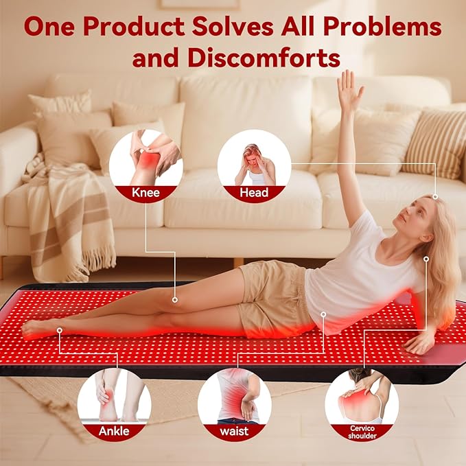 Red Light Therapy Mat for Full Body, 74"*35" Largest Infrared Red Light Therapy Mat with 1444 LEDs, Upgraded Medical-Grade TPU, Dual Wavelength Infrared Blanket for Back Waist Belly Knee Joint Muscle