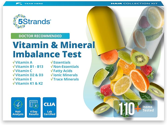 5Strands Nutrition Test, 112 Vitamins, Minerals, Amino Acids Tested, Identify Nutrient Absorption Issues, Holistic at Home Imbalance Testing, Results in 4 Days