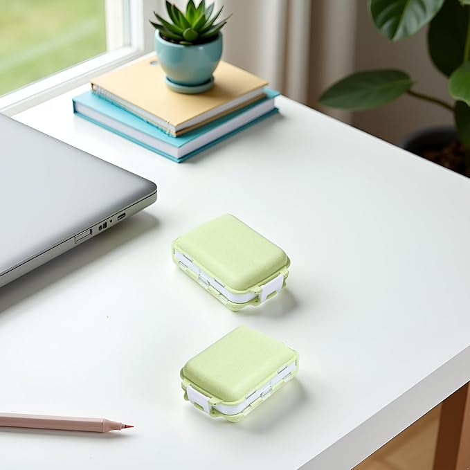 1Pc Green Travel Pill Case Pill Container, Three-Layer 8 Compartments Pill Case Holder, Portable Pill Box Small Organizer for Family Office, Personal Dispensers, Medication Aids