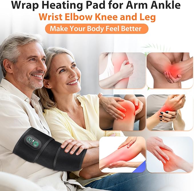 Cordless Heating Pad for Arm, Elbow, Wrist, Leg, Stomach, FSA Eligible HSA Approved Extra Long Portable Heated Brace Wrap with 3 Time Settings, 3 Heating Levels, Large Heating Area