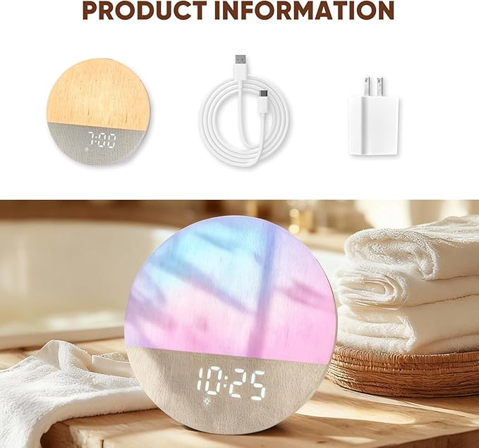 Stillstorm Hatch Alarm Clock, Fabric Dimmable Night Light for Heavy Sleepers, Sunrise Wake Up Light, White Noise Machine for Baby, Dual Alarm Function 30 Sleep Sounds, with 17 Light Effects