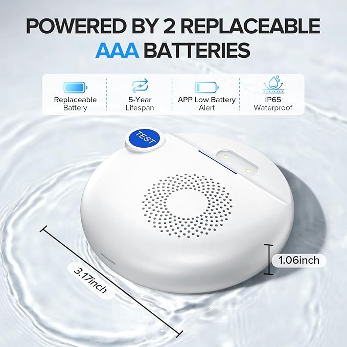 Nuleto WiFi Water Leak Detector 1s,Smart Water Sensor Alarm,Water Alarm with SMS,Phone Call,APP Push,492ft for Home,Basement,Kitchen,3 Pack,2.4G WiFi Only
