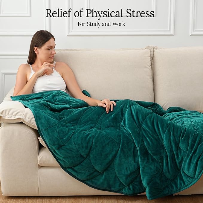 Kaisa Weighted Blanket for Adults (20 lbs,60" x 78"), Soft Heavy Blanket Machine Washable, Queen Size Weighted Blankets with Glass Beads for Couch and Bed, Green