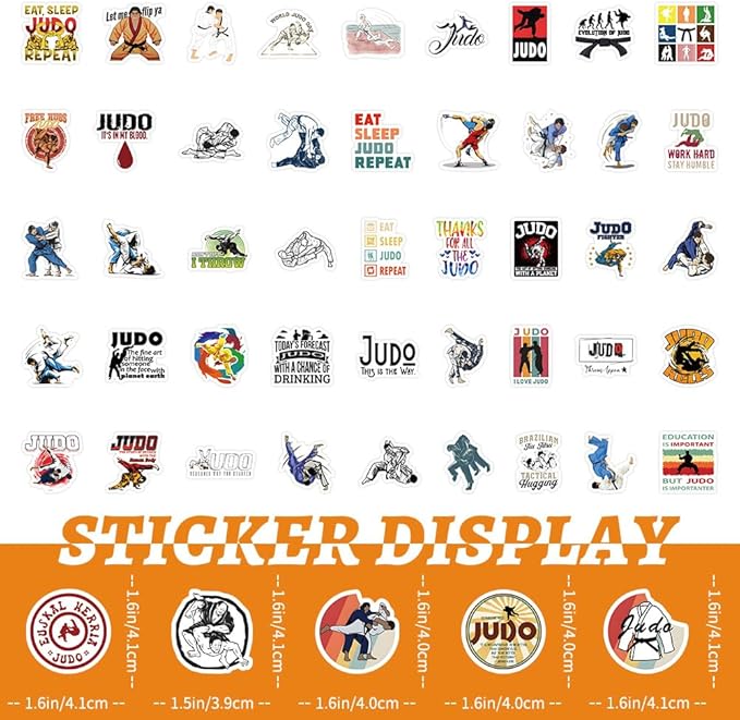 100pcs Judo Stickers,Waterproof Vinyl for Water Bottles Cups Laptops Tumblers Journaling Scrapbooking Bicycle Skateboard Luggage Decals (Judo)