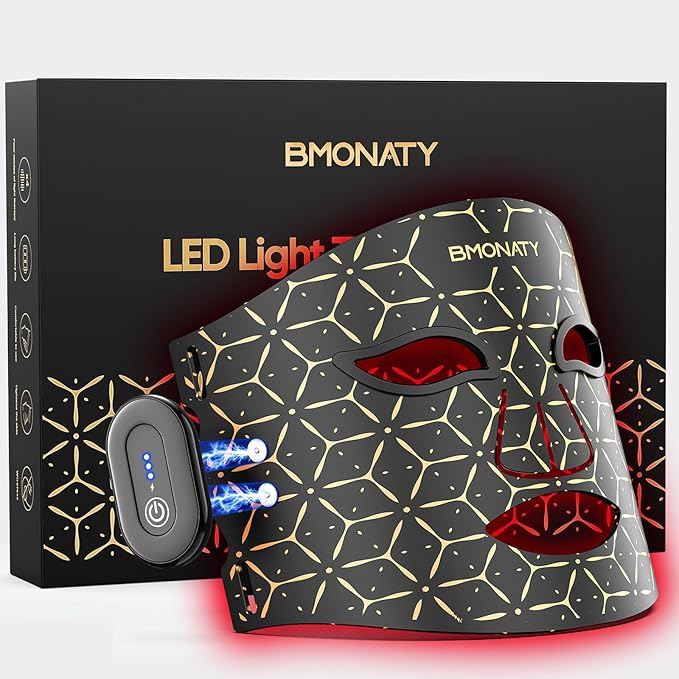 Red Light Therapy Mask for Face, 4 Modes Wireless Remote LED Face Mask Light Therapy, 850nm Near-Infrared & Red Light, 272 LEDs, Anti-Aging Skin Rejuvenation Device for Home or Travel Gift for Women