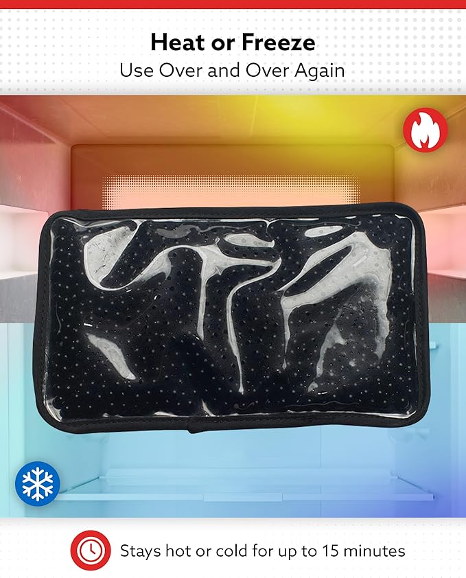 Alpi Rectangle Plush Gel Bead Ice Pack – 2 Pack Reusable Ice Packs with Beads for Hot & Cold Therapy - Soft, Plush Comfort for Muscle Aches & Relaxation (Black)