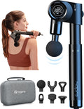 NAPRE Foldable Massage Gun Deep Tissue with 5 Adjustable Angles,Portable Handheld Percussion Back Massager for Muscle/Neck/Body Pain Relief with Long Extension Metal Handle,32-Speeds,with Carry Case