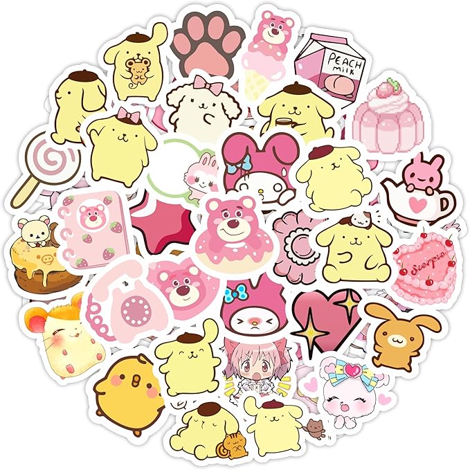BulbaCraft Cutecore Stickers, Cute Anime Stickers for Water Bottle and Laptop - Cutecore Party Supplies & Decorations, Waterproof Vinyl Decals, Aesthetic Stickers, Gifts for Women & Men