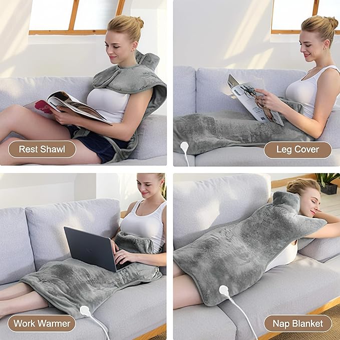 Heating Pad for Back Pain Relief，Birthday Gifts for Women Men Mom Dad,Large Fast Heating Pad for Neck and Shoulders and Back，Portable Wearable BackHeating pad，6 Heat Settings，4 Timers Auto-Off,35"x26"