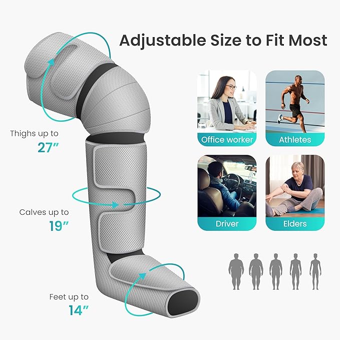 Snailax Leg Massager for Circulation and Pain, FSA or HSA Eligible, Leg Massager Machine with Heat and Air Compression, 3 Modes & 3 Intensity, Leg Calf Foot Wraps Massage Boots,Gifts