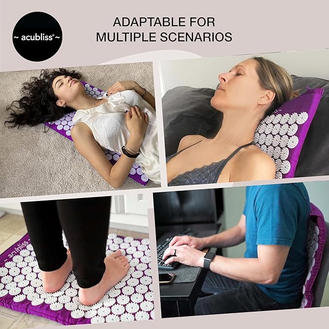 Premium Acupressure Mat, 8,358 Acupuncture Pressure Points for Back Pain Relief, Increased Energy, Relaxation with Drawstring Bag, 26x16x1", Purple