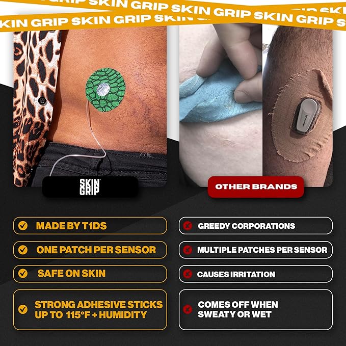 Skin Grip Universal Adhesive Patches for CGM and Insulin Pumps (10-Pack), 0.8-Inch Hole, Waterproof & Sweatproof for 10-14 Days, Pre-Cut Adhesive Tape, Continuous Glucose Monitor Protection, (Animal)