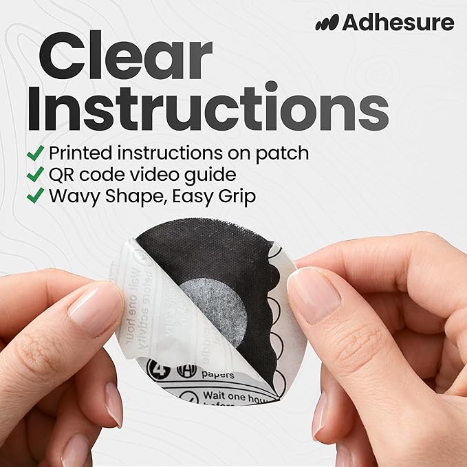 Adhesive Patches for Dexcom G7 & Stelo CGM that Stay for 10-15 Days - Sweatproof & Waterproof Over Patches - Overpatches for Continuous Glucose Monitor Sensor Protection, Black - 40 Patches