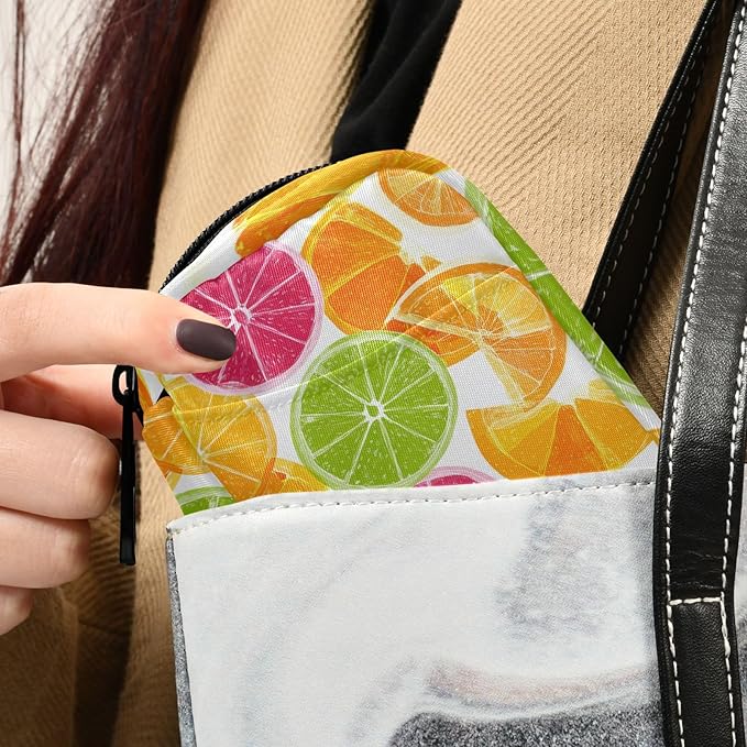 Multicolored Summer Citrus Slices Travel Pill Organizer Case Box Container Weekly Portable Vitamin Medicine Holder Storage Bag with Zipper Removable