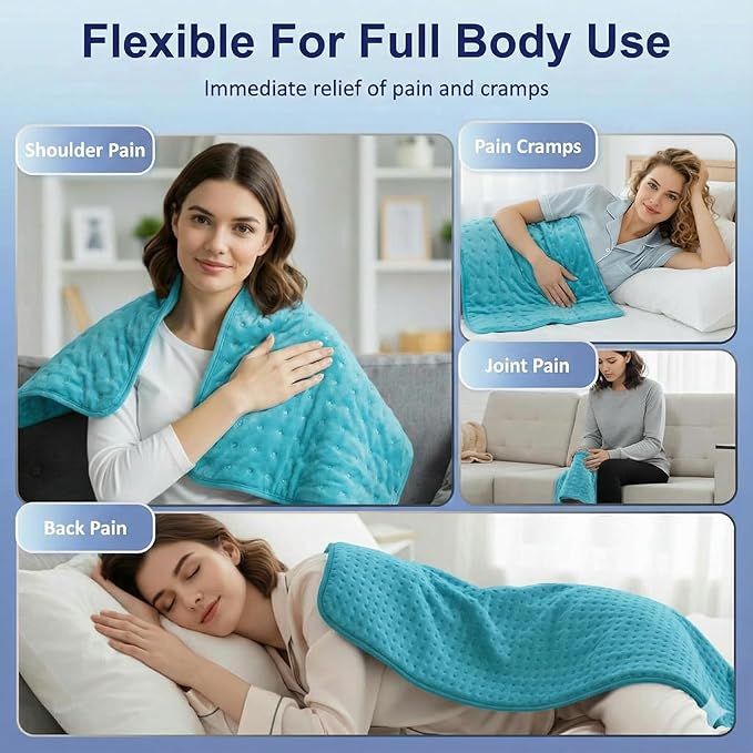 Large Heating Pad,20"x40" Extra Large Heating Pad for Back Pain Relief Electric Heating for Period Cramps Neck Shoulder Knee Pain Relief Moist/Dry Heat Auto Shut Off 9 Heat Setting Machine Washable