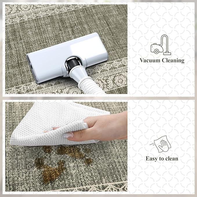 LEEVAN Green Kitchen Mats for Floor Sets of 2,Anti Fatigue Cushioned Memory Foam Kitchen Mat,Farmhouse Ergonomic Boho Non Slip Kitchen Floor Mat for Sink,Laundry,Home,Office,Desk(17''x29''+17''x47'')