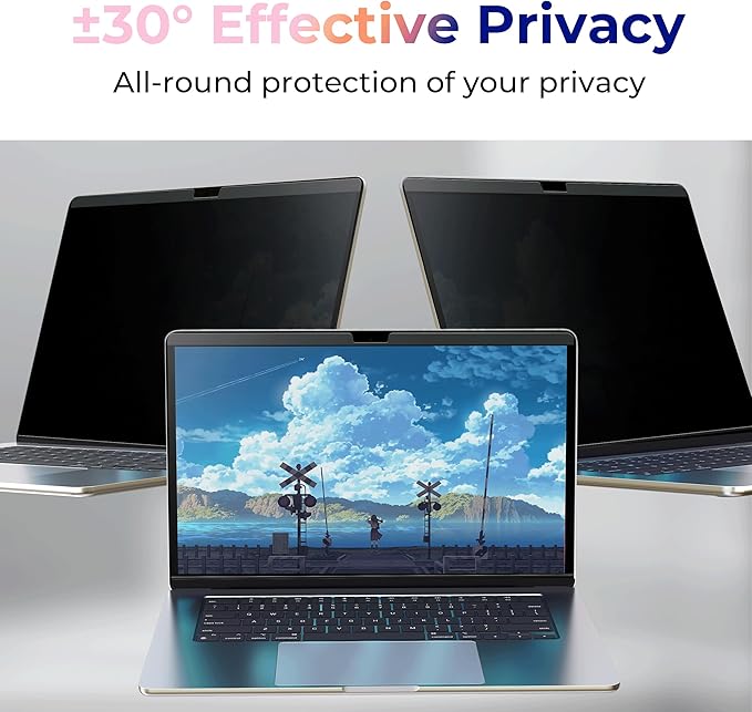 Panclincy Magnetic Privacy Screen Protector Compatible with Macbook Pro 13 Inch (2016-2022, M1, M2) / Macbook Air 13 in (2018-2021, M1), Removable Matte Anti Blue Light & Glare Protector Private Security Filter for 13inch Mac Laptop Shield