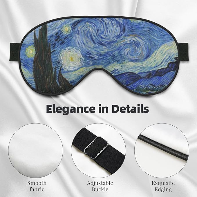 Starry Night Sleep Mask Eye Mask with Adjustable Strap Eye Sleep Shade Cover Blocks Light for Women Men Airplane Travel Nap