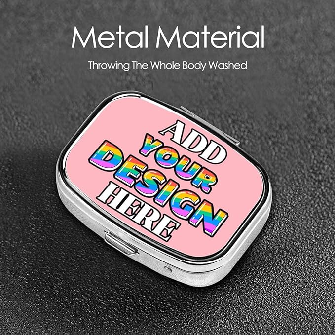 Custom Pill Organizer, Medicine Pill Box Case Container Travel Pill Holder Vitamin for Purse Med Wallet Portable Mini Pastillero Square, Light Pink, Customized Gifts