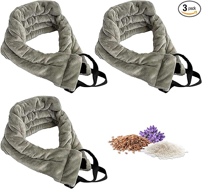 Microwavable Heating Pads For Neck Pain Relief, Back Pain, Shoulder Pain Relief - Microwave Heating Pad For Cramps And Muscle Relief, Hands-Free Heat Pack For Tense Muscle - 3 Packs - Lavender Scented