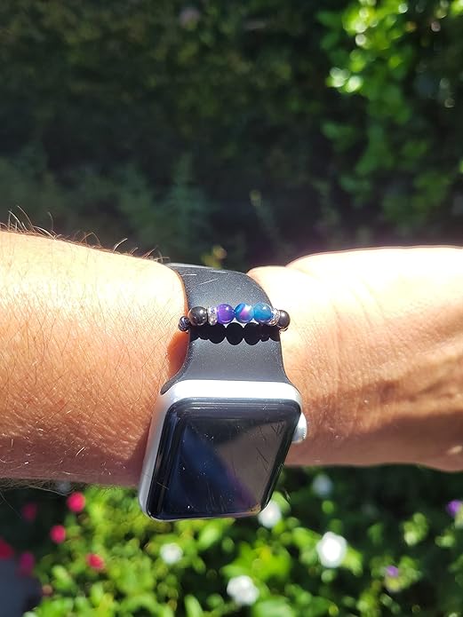 Shungite Smart Watch Band Bling Decor Charm | Compatible with Apple iWatch Galaxy Oculus | 38mm 40mm 41mm 42mm 44mm 45mm 49mm | Smartwatch Protection