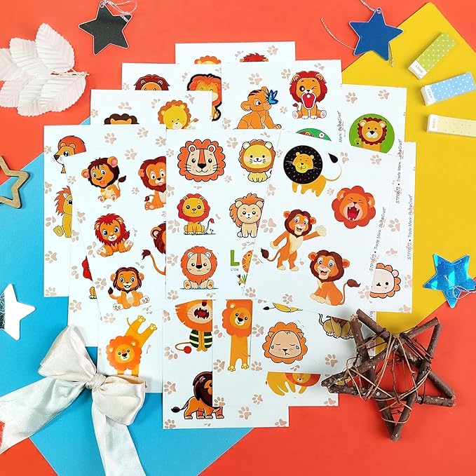 BulbaCraft Lion Stickers - Lion Gifts, Animal Birthday Party Decorations, Gifts for Women & Men