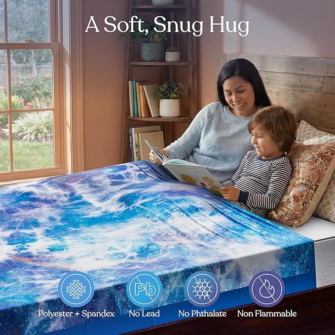 Deep Pressure Sensory Bed Sheet – Full Sensory Compression Sheet Breathable Sleep Pod Blanket for Better Sleep Support – Calming Compression Blankets for Kids and Adults Starlight Sky