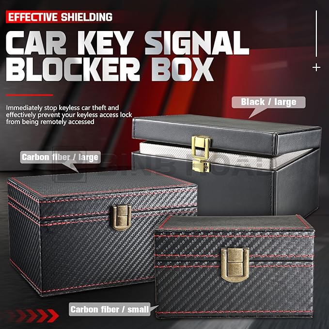 Car Key Signal Blocker Box Compatible with Faraday Box for Car Keys,Carbon Fiber,Large