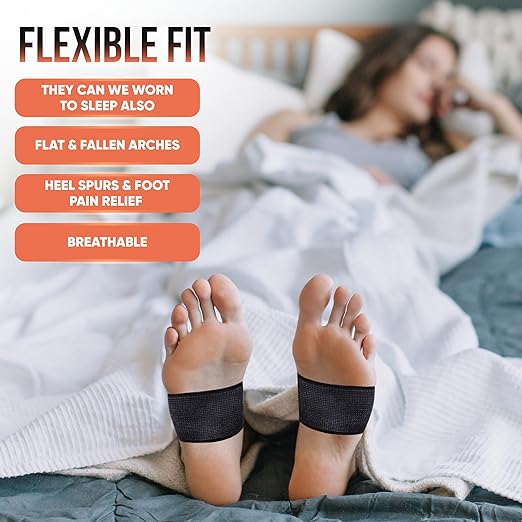 Copper Joe 4-Pack Arch Support Compression Sleeves for Plantar Fasciitis & Flat Feet – Flexible Foot Arch Support Band, Arch Support Inserts for Women & Men
