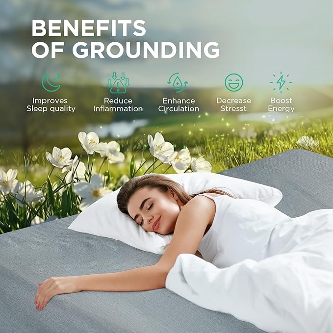 MURT Luxury Grounding Sheets for Better Sleep, Real 90% Tencel & 10% Pure Silver Fiber, Fitted Earthing Tester, Cooling & Breathable, Gifts Idea (King Size, Gray, 76" x 80")