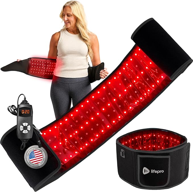 Lifepro Red Light Therapy Belt – Allevared Infrared Red Light Therapy for Body, Back Pain and Shoulder - 660nm & 850nm Near Infrared Heating Pad – Adjustable & Portable for Wellness & Relaxation