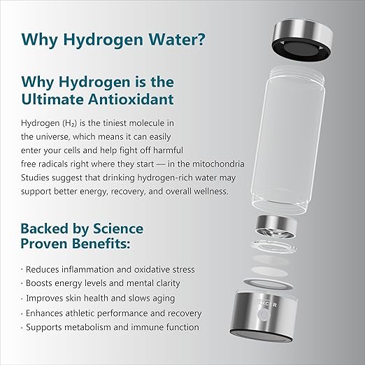Hydrogen Water Bottle Generator - 3 Min SPE PEM Tech, 2026 Model, 420ML Portable Hydrogen Water Machine for Travel, Wellness & Recovery, Ideal for Kids, Men & Women (Silver)
