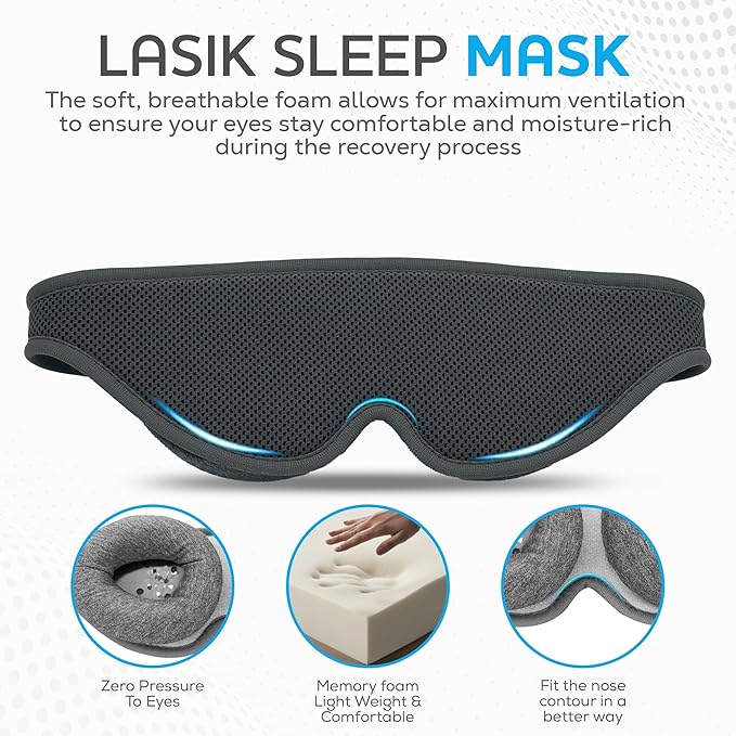 LASIK & Cataract Sleep Mask: Medical-Grade Protective Cover for Sleeping After Surgery, Comfortable Post-Op Recovery Goggles