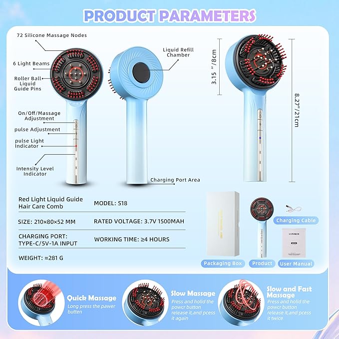 3-in-1 Hair Oil Applicator & Cordless Electric Head Massager,Electric Scalp Massager,IPX7 Waterproof, Portable Scalp Brush for Home & Travel