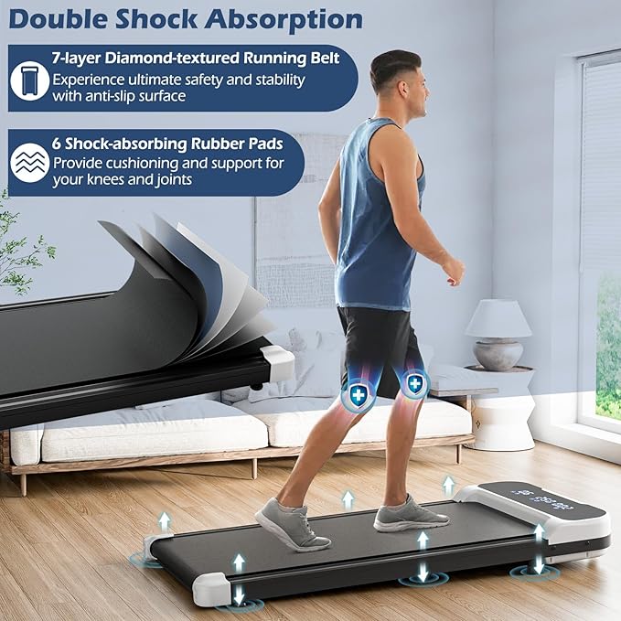 GYMAX Walking Pad, 2.5HP 3 in 1 Under Desk Treadmill with Remote Control, LED Display & 3 Countdown Modes, Free-Installation Portable Compact Running Jogging Machine for Home Small Space