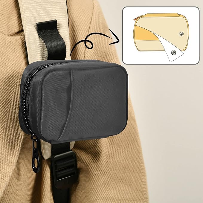Kigai Black Solid Color Pill Case, Portable Weekly Daily Pill Case Bag Organizer with Zipper for Vitamins Medicine Supplements Travel Family Business