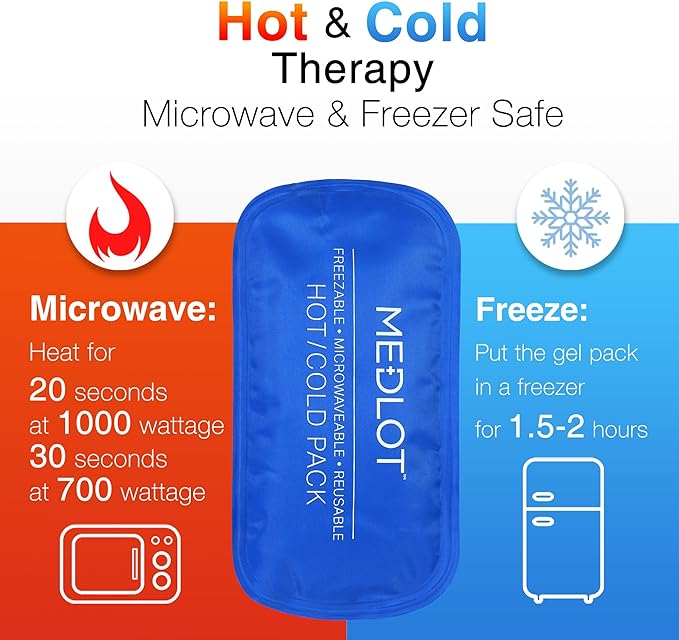 LotFancy Gel Ice Packs, 2pc Reusable Hot Cold Pack for Therapy, Heating Cooling Gel Pad, Pain Relief for Face, Head, TMJ, Wisdom Teeth, Oral Facial Surgery, Sport Injuries, Migraine, Muscle Joint