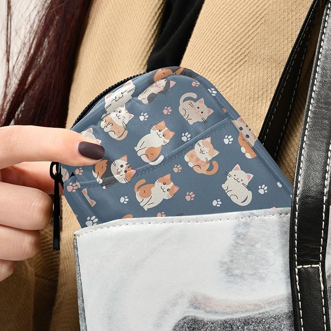 Fustylead Cute Cartoon Cats and Paw Prints Pill Organizer and Storage Weekly with Zipper, Removable Pill Box Portable Medicine Organizer for Vitamin Fish Oil Supplement
