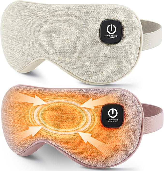 Heated Eye Mask - Cordless Eye Mask for Dry Eyes, Eye Relief, Improved Sleep, 4 Temperature, Washable Eye Heating Pad for Travel and with Replaceable Shell