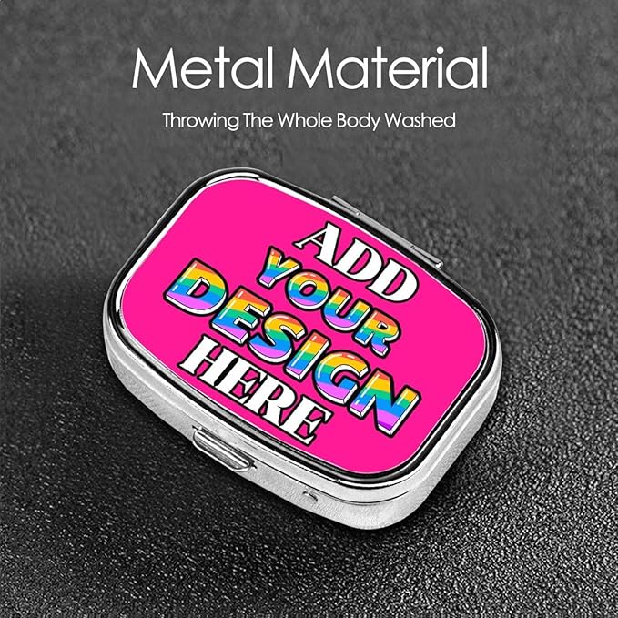 Custom Medicine Pill Organizer, Medicine Pill Box Case Container Travel Pill Holder Vitamin for Purse Med Wallet Portable Mini Pastillero Square, Deep Pink, Customized Gifts