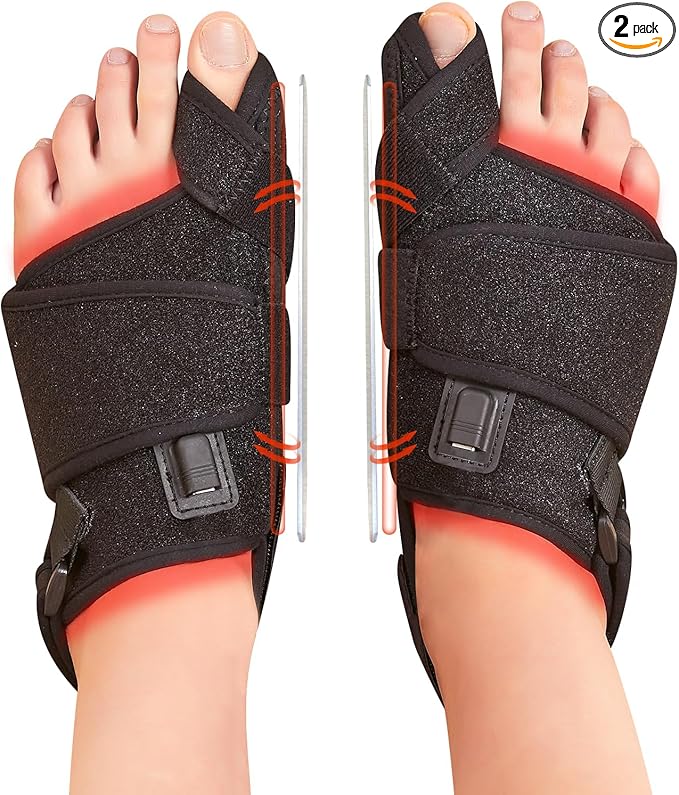 JOBYNA 2PCS in.frared L.Ight T.herapy Bunion Corrector for Women & Men, 660nm Red L.Ight & 850nm I.nfrared L.Ight Big Toe Straightener for Bunion P.a.i.n R.e.l.i.e.f, Adjustable Temperature & Time