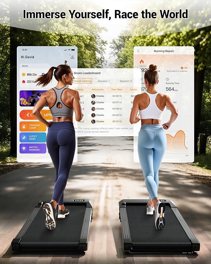 DeerRun Under Desk Walking Pad Treadmill for Home & Office, 6% Manual Incline, 0.6–3.8 MPH Walking Speed, 300 lb Capacity, App & Remote Control