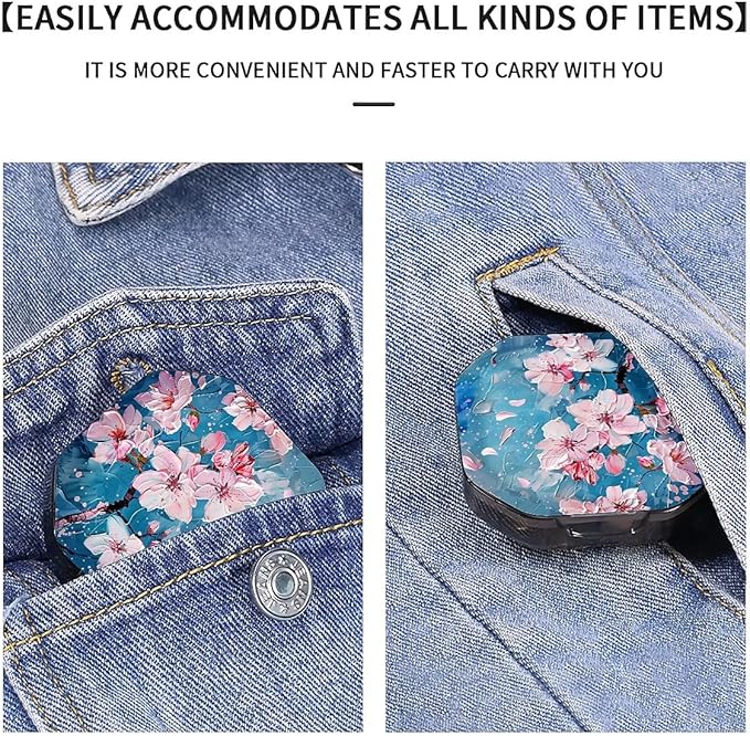 This Watercolor Style Cherry Blossom Tree Pattern 4 Compartment Pill Box Compartmentalized Pill Box Can Be Placed in A Pocket Or Wallet to Store Vitamins, Medicines Other Medications.